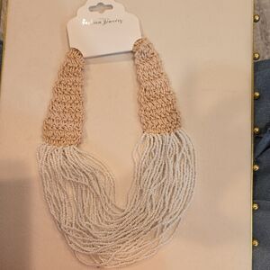 Fashion Jewelry Beaded Multi-Strand Necklace Rataan and Beads and button closure